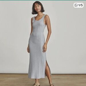 Elizabeth and James Large Dress Ribbed Gray Tank Maxi Boho Minimalist Coastal
